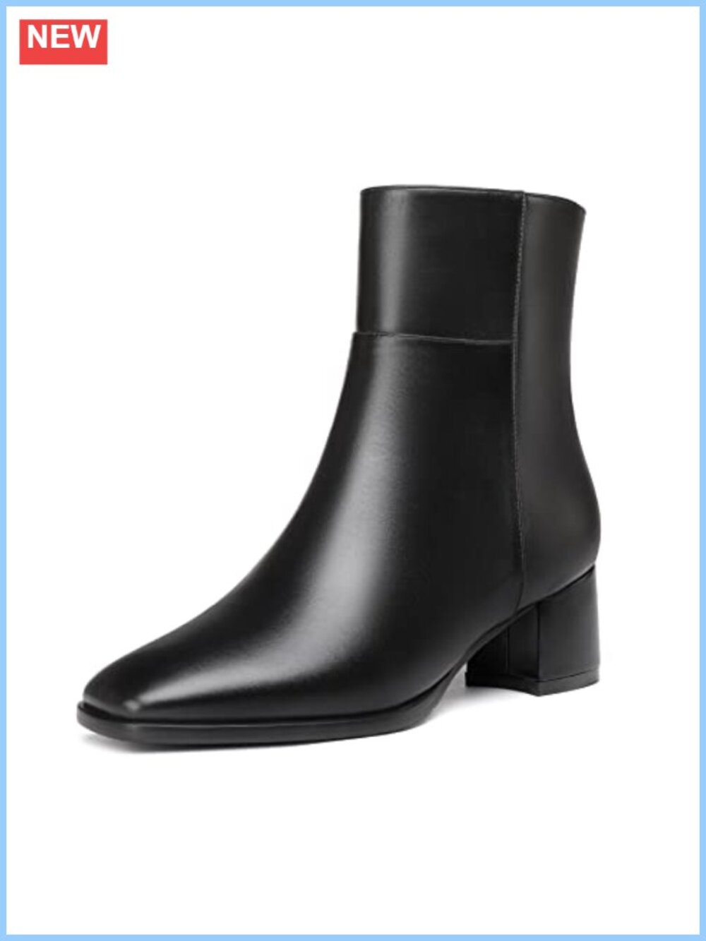 Eldof Low Block Heel Ankle Boots Square Toe Side Zip Heeled Chelsea Boots